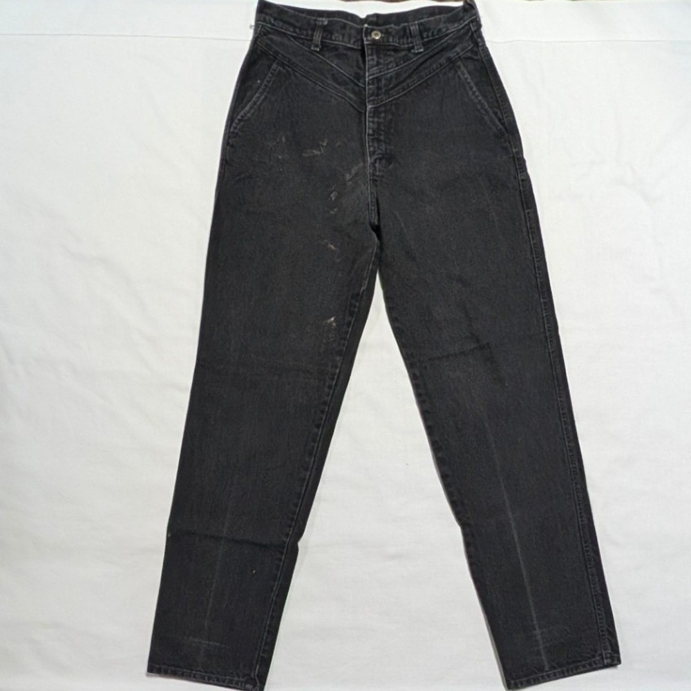 Vintage Wrangler Black High Waist Western V-Yoke Tapered Jeans Made in USA 15x36